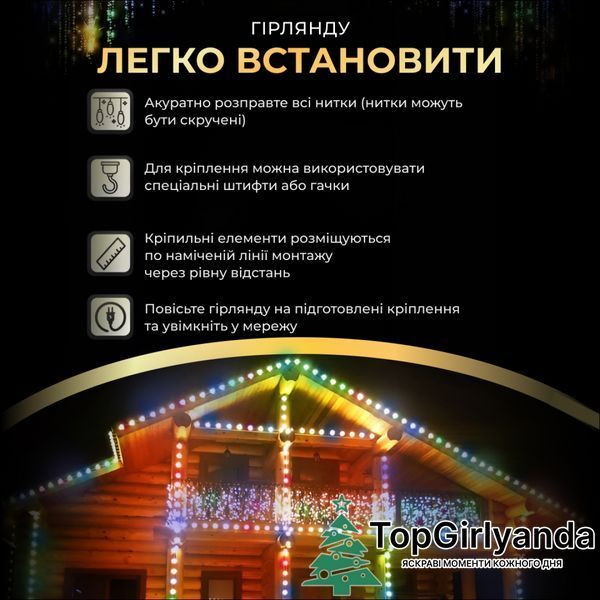 Бахрома уличная 200 LED 12 метров от сети, Разноцветный 12MWML фото