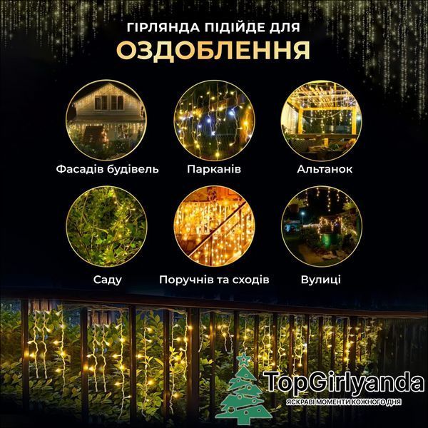 Бахрома уличная 750 LED 25 метров от сети, Теплый белый 25MWY фото