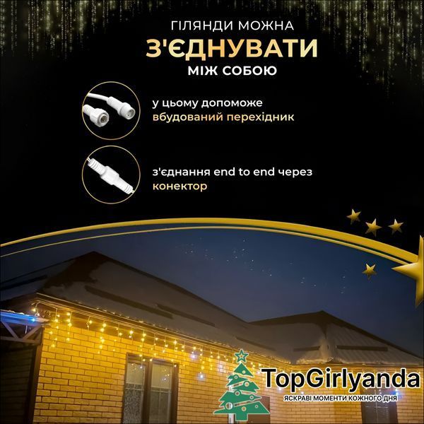 Бахрома уличная 1500 LED 50 метров от сети, Теплый белый 50MWY фото