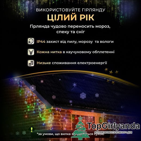 Бахрома уличная 1500 LED 50 метров от сети, Разноцветный 50MWML фото
