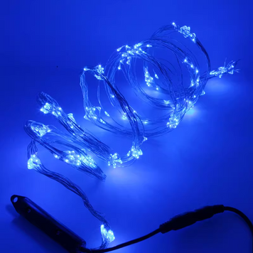 Конский хвост USB, 600 LED, 8 режимов, пульт ДУ, 20 нитей, 3 метра, Синий 0101 фото