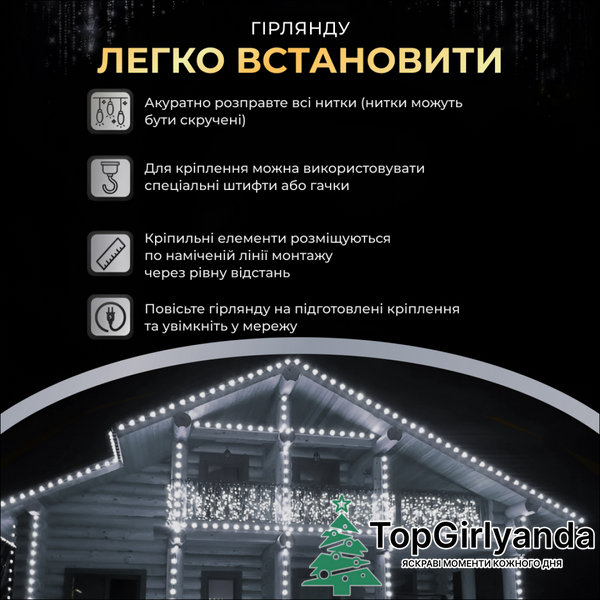 Бахрома уличная 100 LED 3 метра от сети, Холодный белый 3MWW фото