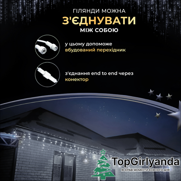 Бахрома уличная 100 LED 3 метра от сети, Холодный белый 3MWW фото