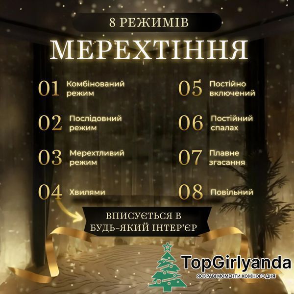 Штора-LED, от сети, 3х2 метра, 200 LED, Теплый белый 0008 фото