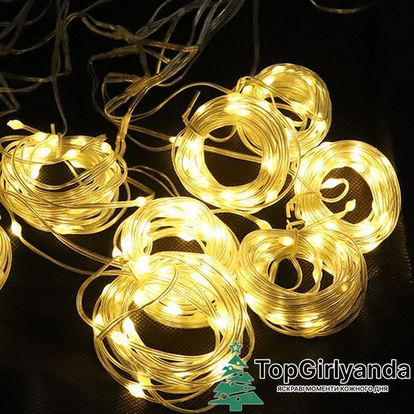 Штора Роса Люкс (силиконовая оболочка) с крючками, 3х3 метра, 300 LED, Теплый белый 0091 фото