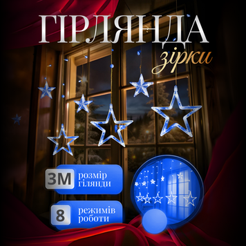 Звездопад, 144 LED, от сети, 8 режимов, Синий 0036 фото